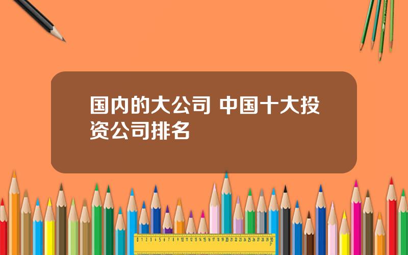 国内的大公司 中国十大投资公司排名